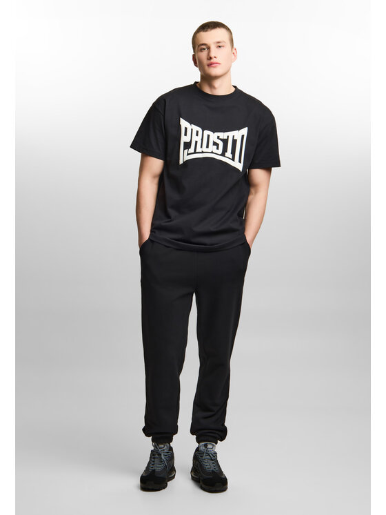 PROSTO. PROSTO. Spodnie dresowe Jacquard Label KL261MPAN4031 Czarny Relaxed Fit