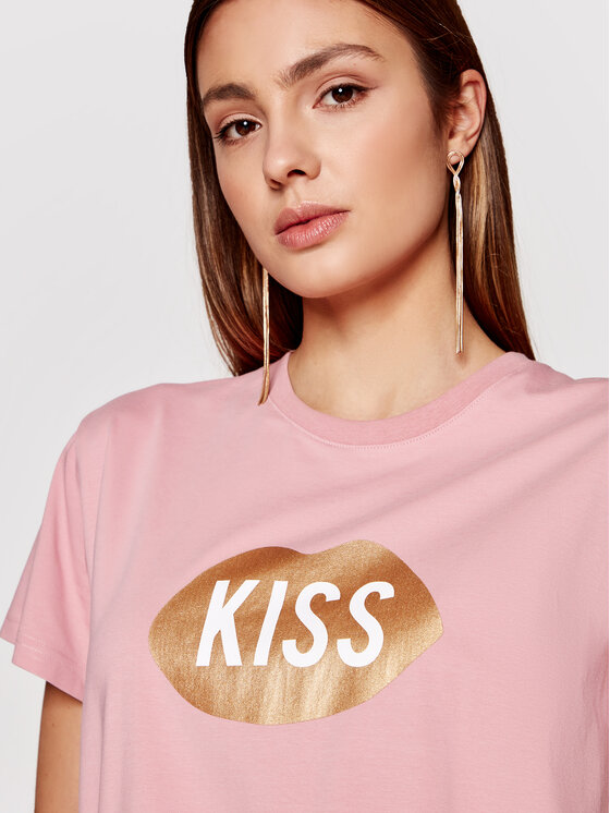 PLNY LALA PLNY LALA Majica Kiss PL-KO-CL-00186 Roza Classic Fit