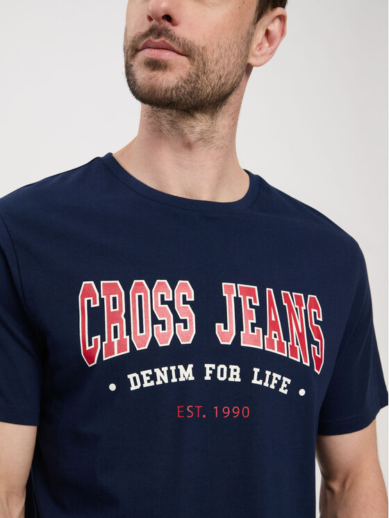 Cross Jeans Cross Jeans T-Shirt 16016-001 Granatowy Regular Fit