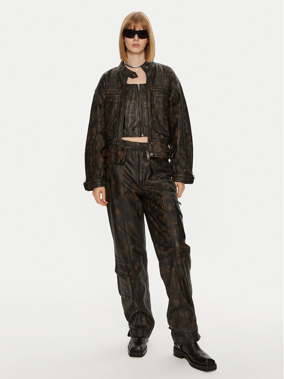 Gestuz Gestuz Usnjene hlače Tracky 10909474 Rjava Loose Fit