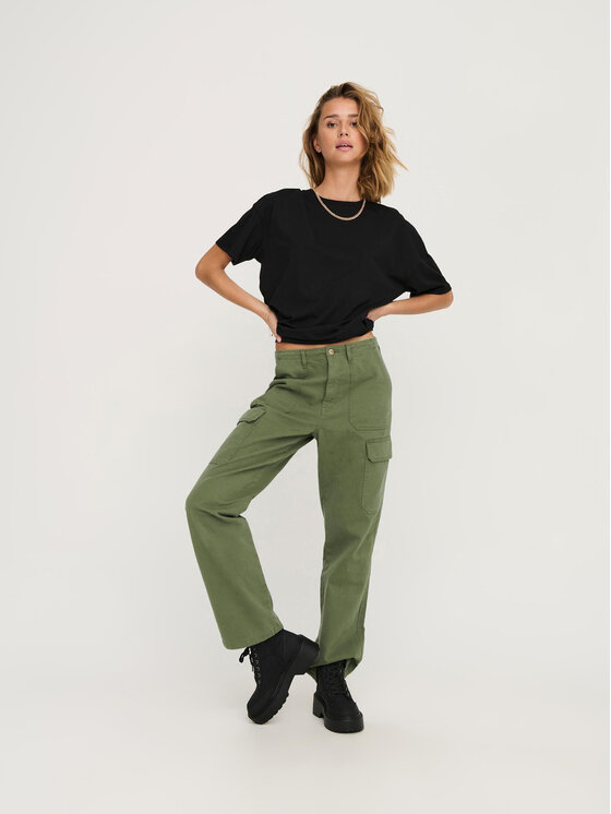 ONLY ONLY Riidest püksid 15300976 Roheline Loose Fit