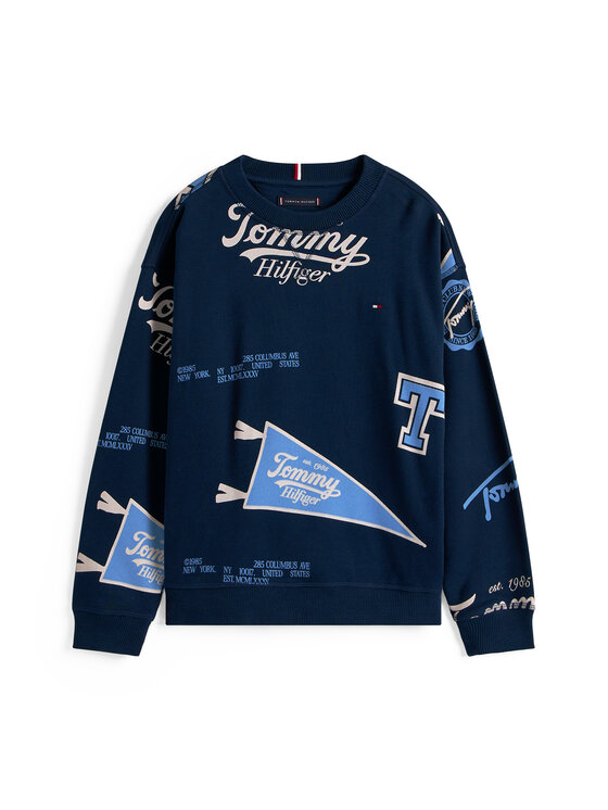 Tommy Hilfiger Tommy Hilfiger Pulóver All Over Printed KB0KB09804 Sötétkék Regular Fit