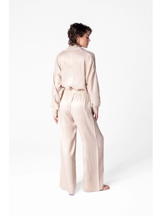 LE POSSÉ LE POSSÉ Pantaloni di tessuto SS Beige chiaro Regular Fit