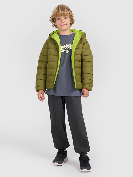 4F 4F Kurtka puchowa casual Khaki Regular Fit