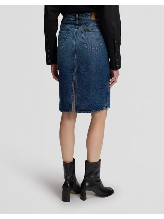 Lee Lee Koszula MIDI SKIRT Niebieski Regular Fit
