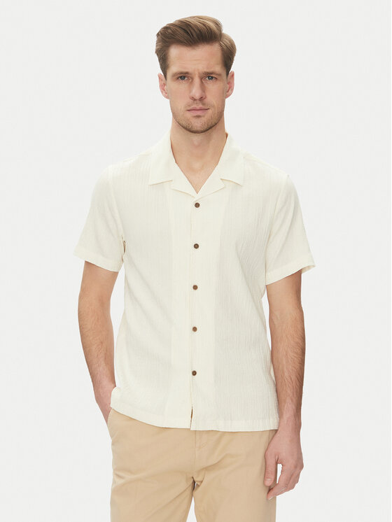 Guess Guess Cămașă M5GH67 WH340 Écru Regular Fit