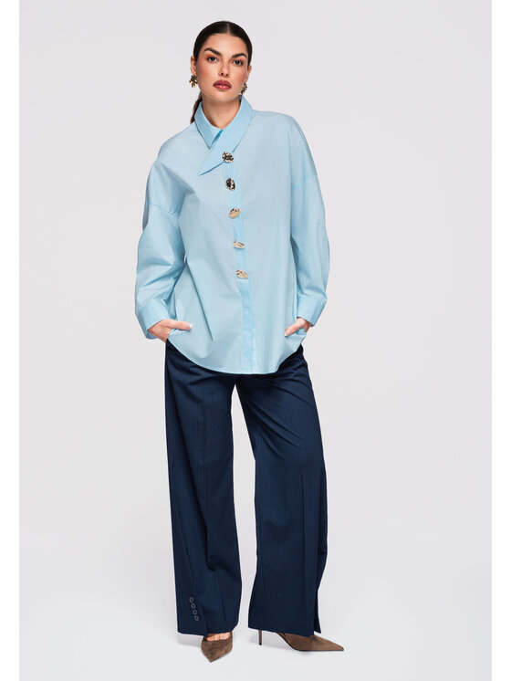 Ombre Ombre Koszula OW-SH-E0014 Niebieski Oversize