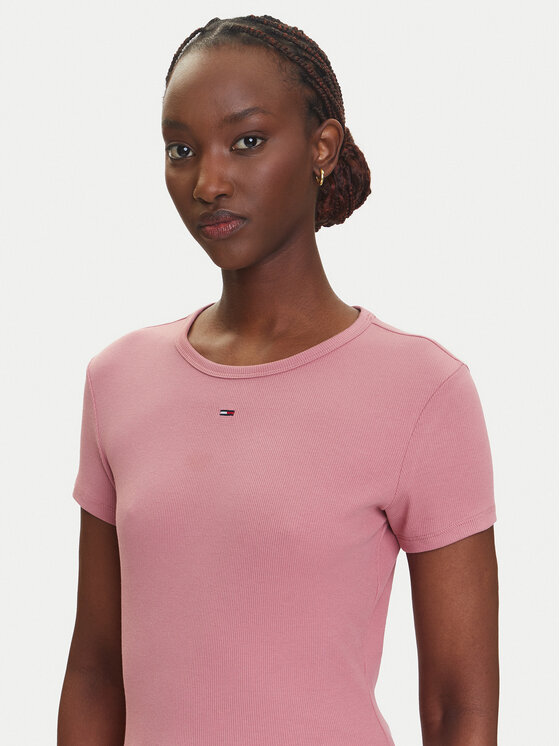 Tommy Jeans Tommy Jeans T-Shirt Essential DW0DW17383 Rosa Slim Fit