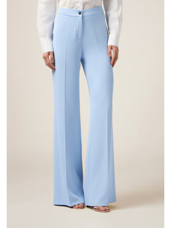 Oltre Oltre Spodnie materiałowe P041R008511N004 Turkusowy Baggy Fit