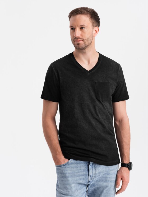 Ombre Ombre T-Shirt OM-TSCT-22SS-002 Černá Regular Fit