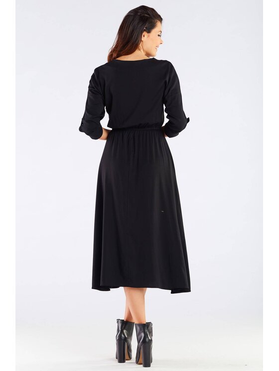 Awama Awama Sukienka letnia A452 Czarny Basic Fit