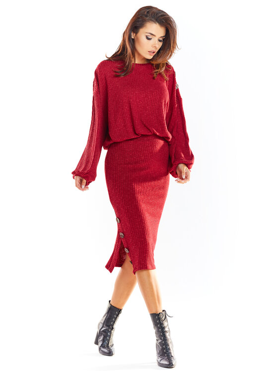 Awama Awama Sweter A318 Bordowy Basic Fit