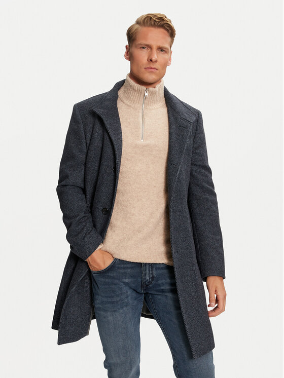 Pierre Cardin Pierre Cardin Gyapjú kabát C4 84001/000/6103 Sötétkék Regular Fit