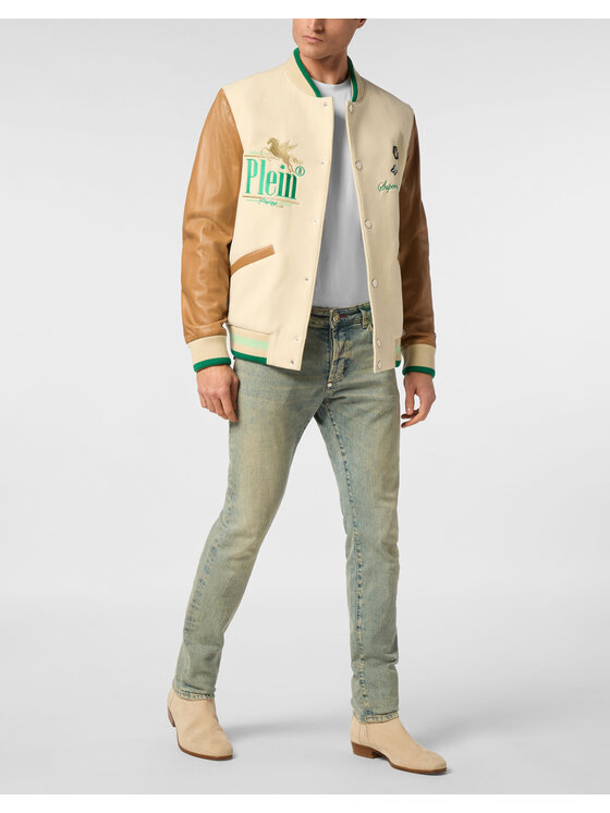 PHILIPP PLEIN PHILIPP PLEIN Kurtka bomber 24141 Beżowy Regular Fit