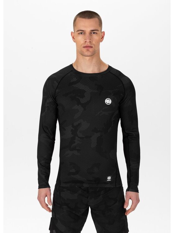PITBULL PITBULL Longsleeve Net Camo II Czarny Slim Fit
