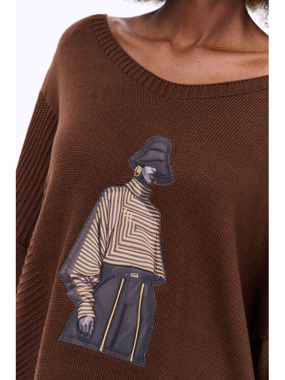 blue shadow blue shadow Sweter Likola Brązowy Regular Fit