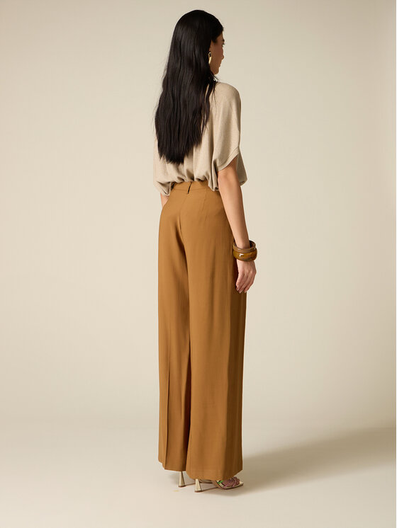 Oltre Oltre Spodnie materiałowe P009R008933N022 Brązowy Baggy Fit