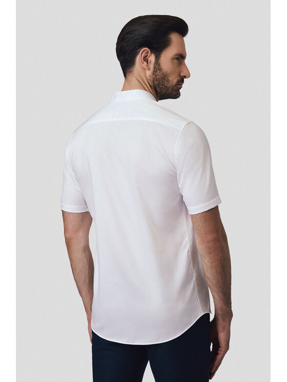 Lancerto Lancerto Koszula Koszula Biała Bawełniana z Krótkim Rękawem Karin KO073125000011 Biały Slim Fit