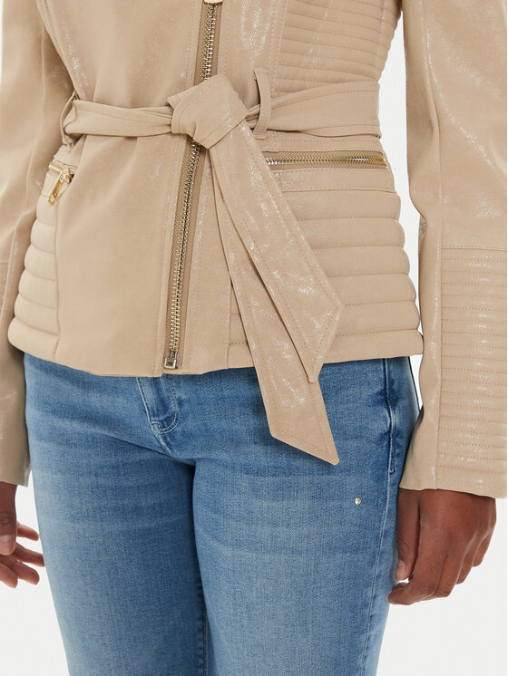 Guess Guess Giacca di pelle W4YL10 WGAF0 Beige Regular Fit