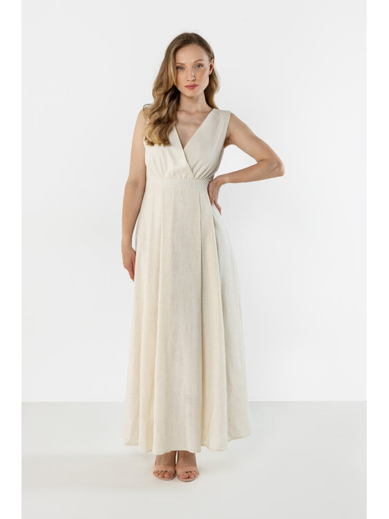 Awama Awama Sukienka letnia A771 Beżowy Basic Fit