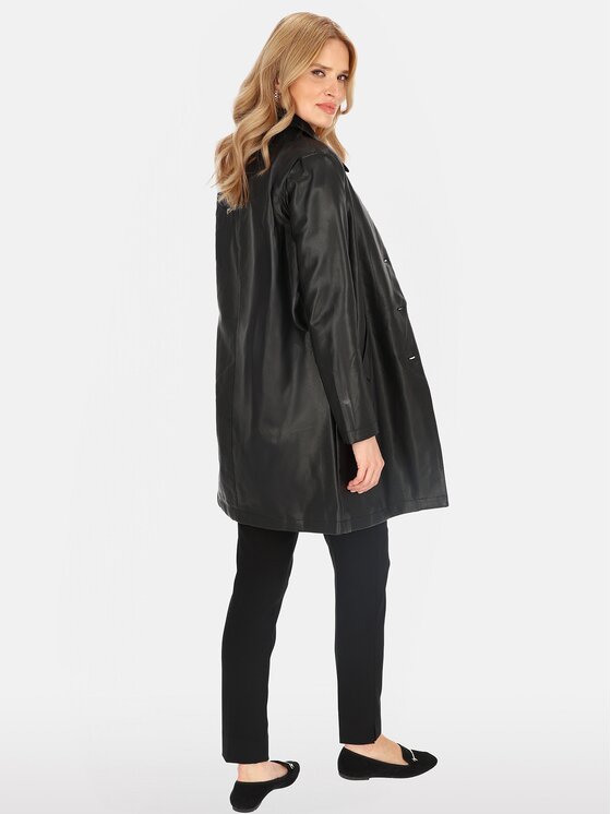 Perso Perso Płaszcz przejściowy BLE252369F Czarny Regular Fit