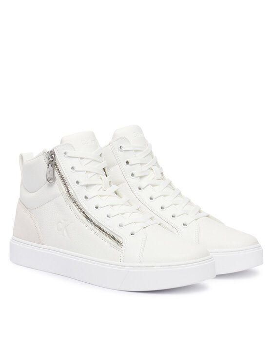 Calvin Klein Calvin Klein Sneakersy Classic Cup Mid Laceup Zip Lth YM0YM01428 Biały