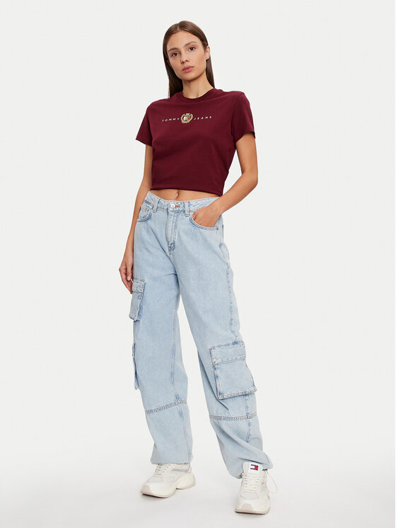 Tommy Jeans Tommy Jeans T-särk Crest Linear DW0DW18795 Bordoopunane Regular Fit