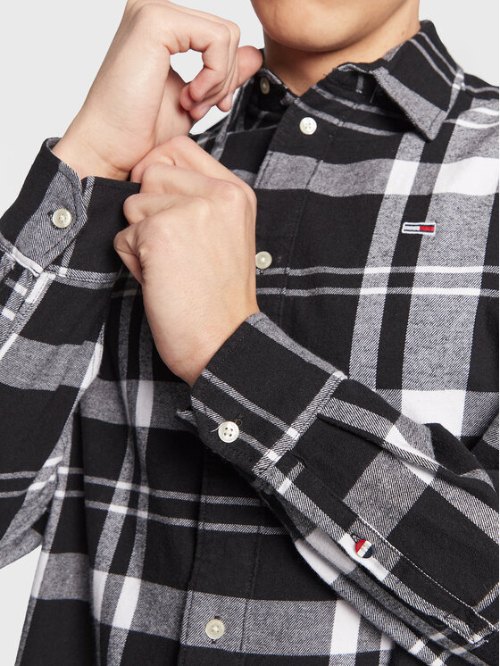 Tommy Jeans Tommy Jeans Marškiniai Check Twill DM0DM15414 Juoda Oversize