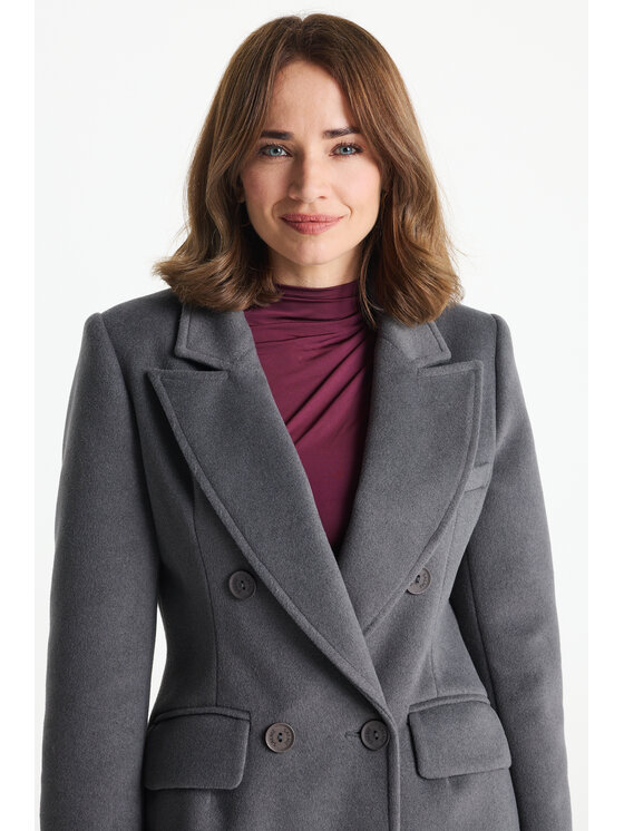 Salme Salme Płaszcz wełniany Gabriela Szary Regular Fit