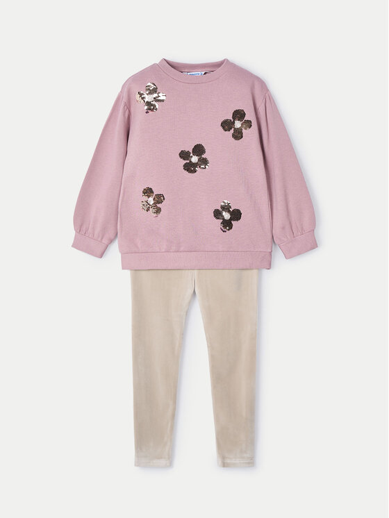 Mayoral Mayoral Комплект суитшърт и клин 4706 Розов Regular Fit