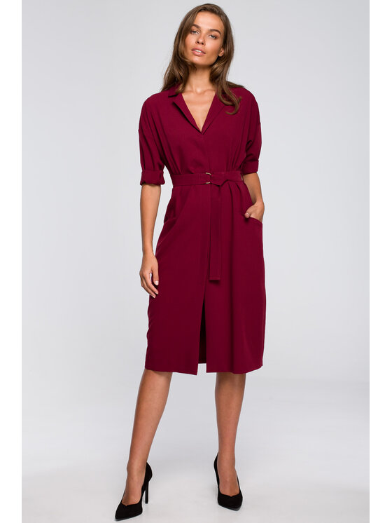 Stylove Stylove Každodenné šaty S230 Bordová Regular Fit