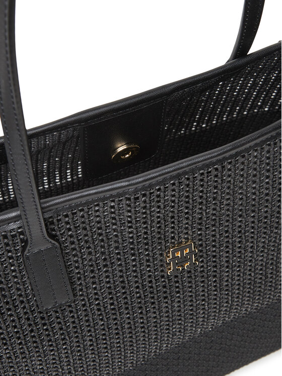 Tommy Hilfiger Tommy Hilfiger Kabelka Th City Summer Tote Woven AW0AW17640 Černá