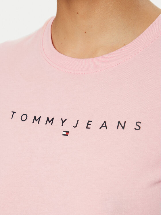 Tommy Jeans Tommy Jeans Majica Linear DW0DW18398 Roza Slim Fit