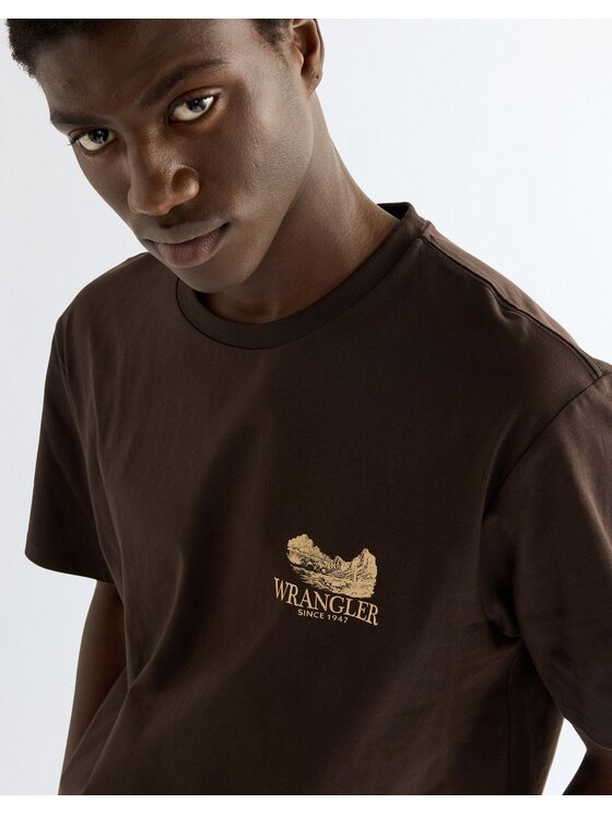 Wrangler Wrangler T-Shirt GRAPHIC TEE Brązowy Relaxed Fit