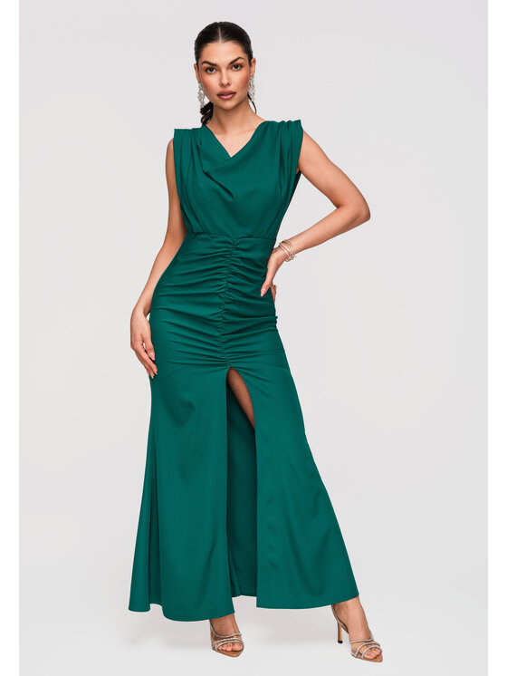 Ombre Ombre Sukienka wieczorowa LA-OM-DLR343 Zielony Slim Fit