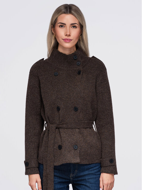 Ombre Ombre Kardigan OW-SW-E0018 Brązowy Regular Fit