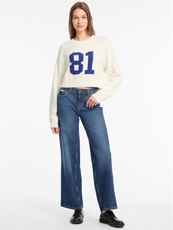 Guess Jeans Guess Jeans Sweter 177719 Biały Classic Fit