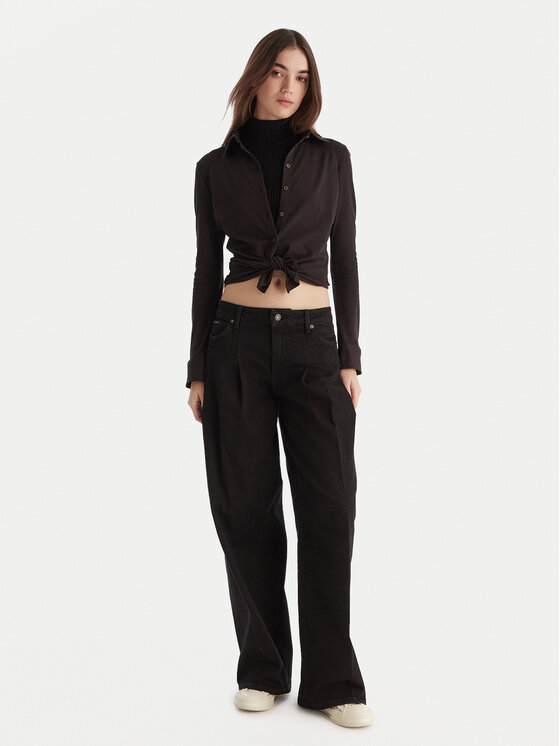 Guess Jeans Guess Jeans Blugi W5BA2U D0141 Negru Wide Leg