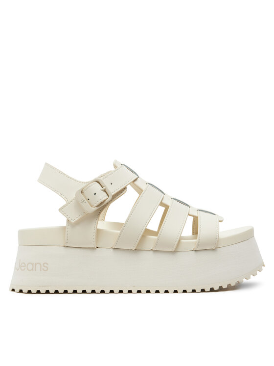 Calvin Klein Jeans Sandali Platform Buckle Rubber Mg Mtl YW0YW01513 Écru, taglia : 40