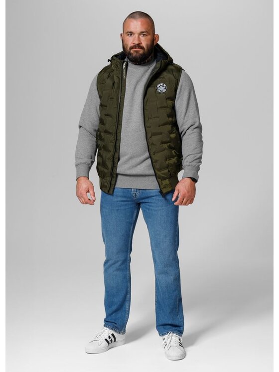 PITBULL PITBULL Bezrękawnik Bezrękawnik męski z kapturem Carver XL Zielony Regular Fit