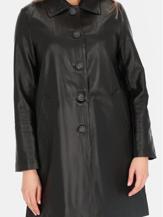 Perso Perso Płaszcz przejściowy BLE252369F Czarny Regular Fit