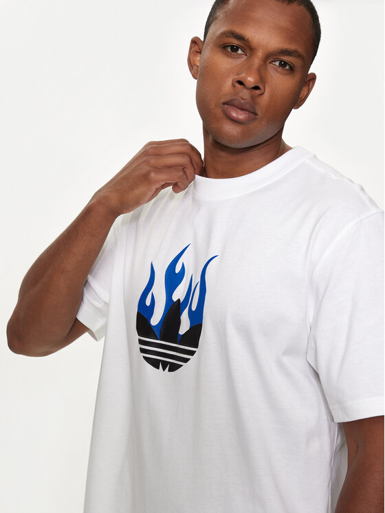 adidas adidas T-Shirt Flames Logo IS2944 Bílá Loose Fit