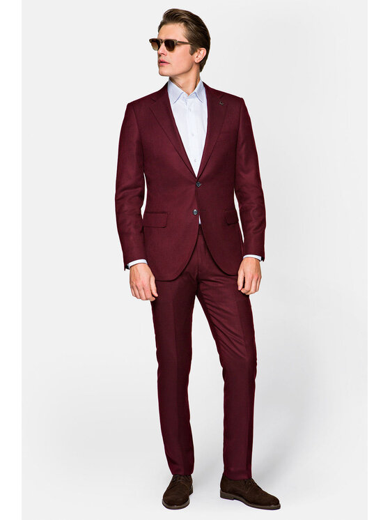 Lancerto Lancerto Garnitur Norwich Bordowy Regular Fit