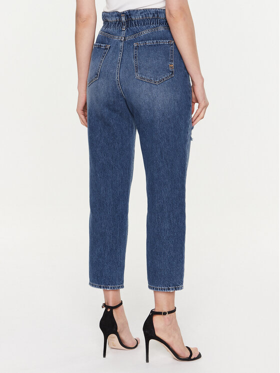 Jeans Donna Pinko Maddie Mom - Denim Con Strappi, Vestibilità Comoda, Modello Rotte E Ramm