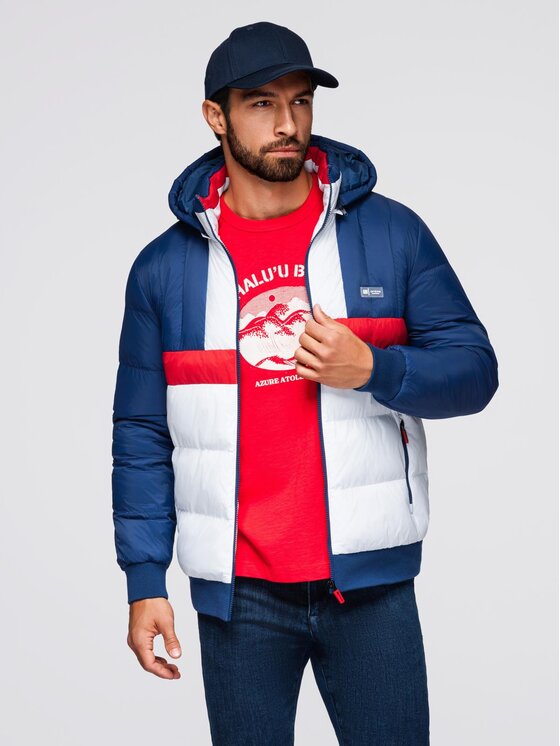 Ombre Ombre Kurtka przejściowa OM-JALP-0296 Granatowy Regular Fit