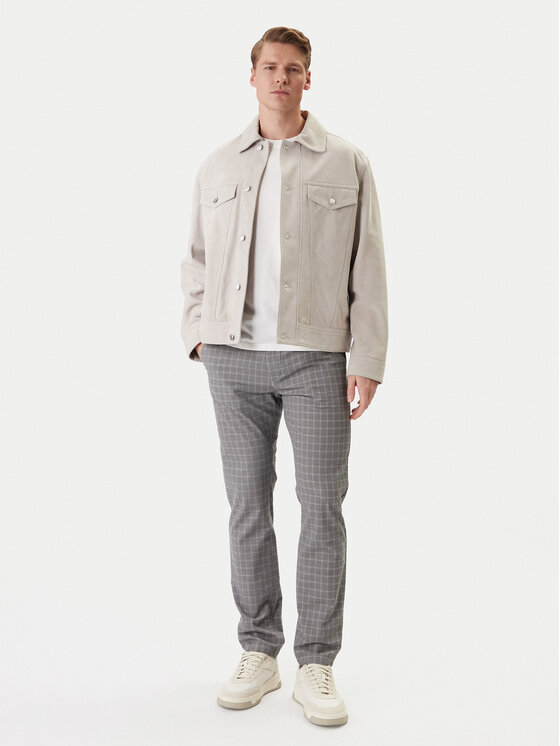 BOSS BOSS Kurtka skórzana Johot 50552130 Szary Regular Fit