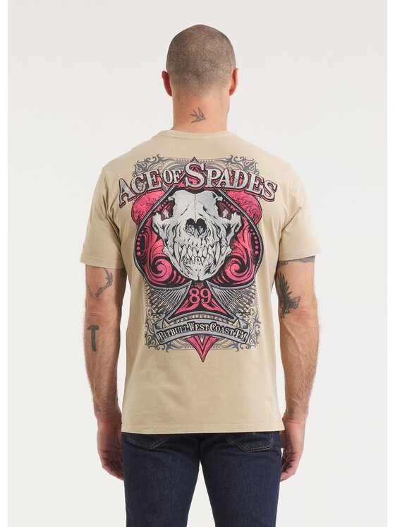 PITBULL PITBULL T-Shirt Koszulka męska Denim Washed ACE OF SPADES II XS Beżowy Regular Fit