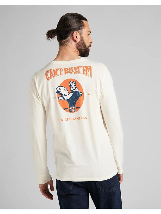 Lee Lee T-Shirt LS CAN'T BUST'EM TEE Beżowy Regular Fit