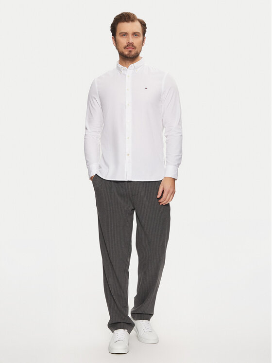 Tommy Hilfiger Tommy Hilfiger Koszula Flex Dobby MW0MW37578 Biały Slim Fit
