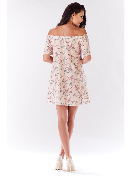 Awama Awama Sukienka letnia A175 Różowy Basic Fit